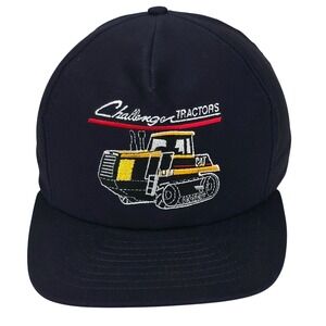 Caterpillar Challenger Tractors Navy Blue Snapback Hat Vintage Style CAT Cap